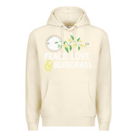 Sandshell peace , love & bluegrass   banjo nature vines illu Premium Hoodie - DesignPulse