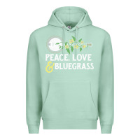 Seafoam peace , love & bluegrass   banjo nature vines illu Premium Hoodie - DesignPulse