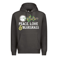 Smoke peace , love & bluegrass   banjo nature vines illu Premium Hoodie - DesignPulse