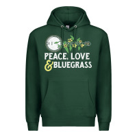 Sports Green peace , love & bluegrass   banjo nature vines illu Premium Hoodie - DesignPulse