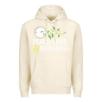 Tofu peace , love & bluegrass   banjo nature vines illu Premium Hoodie - DesignPulse