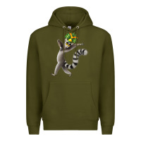 Army Green All Hail King Julien Premium Hoodie - DesignPulse