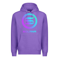 Purple solana crypto sol coin blockchain decentralized application long sleev Premium Hoodie - DesignPulse