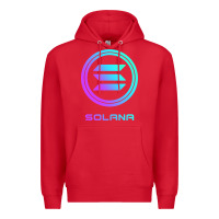 Red solana crypto sol coin blockchain decentralized application long sleev Premium Hoodie - DesignPulse