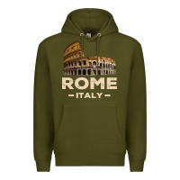 Army Green Cool Vintage Roma Italia Colosseum Souvenirs, Rome Italy Pullover Hood Premium Hoodie - DesignPulse