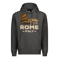 Charcoal Heather Cool Vintage Roma Italia Colosseum Souvenirs, Rome Italy Pullover Hood Premium Hoodie - DesignPulse