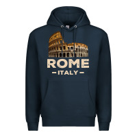 Navy Cool Vintage Roma Italia Colosseum Souvenirs, Rome Italy Pullover Hood Premium Hoodie - DesignPulse