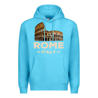 Ocean Blue Cool Vintage Roma Italia Colosseum Souvenirs, Rome Italy Pullover Hood Premium Hoodie - DesignPulse