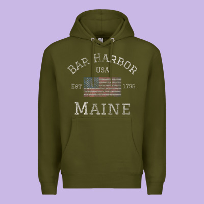 Bar Harbor Maine Usa American Flag Established Me Vintage Premium Hoodie Designed By Pixelwave