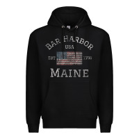 Black Bar Harbor Maine USA American Flag Established ME Vintage Premium Hoodie - PixelWave