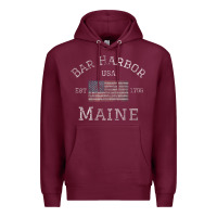 Burgundy Bar Harbor Maine USA American Flag Established ME Vintage Premium Hoodie - PixelWave