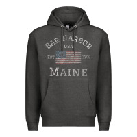 Charcoal Heather Bar Harbor Maine USA American Flag Established ME Vintage Premium Hoodie - PixelWave
