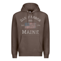 Coffee Bar Harbor Maine USA American Flag Established ME Vintage Premium Hoodie - PixelWave