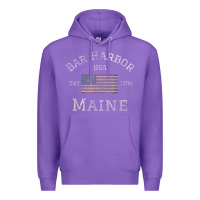 Purple Bar Harbor Maine USA American Flag Established ME Vintage Premium Hoodie - PixelWave