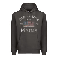 Smoke Bar Harbor Maine USA American Flag Established ME Vintage Premium Hoodie - PixelWave