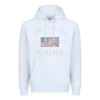 White Bar Harbor Maine USA American Flag Established ME Vintage Premium Hoodie - PixelWave