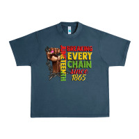 Midnight Navy juneteenth breaking every chain since 1865 woman f Urban Heavy Tee - CowGirlArtShop