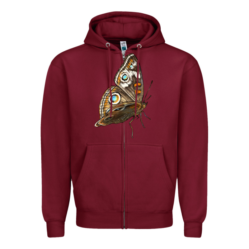 Flying Common Buckeye Butterfly Zipper Hoodie by LillyAllenDesigns | Teevron