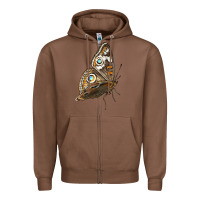 Chestnut Flying Common Buckeye Butterfly Zipper Hoodie - LillyAllenDesigns