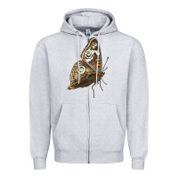Heather Grey Flying Common Buckeye Butterfly Zipper Hoodie - LillyAllenDesigns