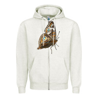 Oatmeal Heather Flying Common Buckeye Butterfly Zipper Hoodie - LillyAllenDesigns