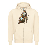 Sandshell Flying Common Buckeye Butterfly Zipper Hoodie - LillyAllenDesigns