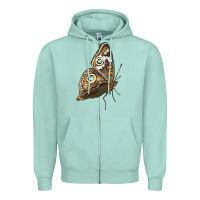 Seafoam Flying Common Buckeye Butterfly Zipper Hoodie - LillyAllenDesigns