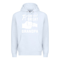 White Promoted to Great Grandpa Premium Hoodie - PixelWave