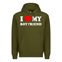 Army Green I Love My Boyfriend T-Shirt Premium Hoodie - PixelWave