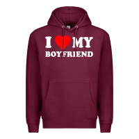 Burgundy I Love My Boyfriend T-Shirt Premium Hoodie - PixelWave