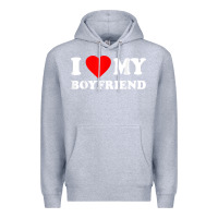 Heather Grey I Love My Boyfriend T-Shirt Premium Hoodie - PixelWave