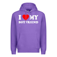 Purple I Love My Boyfriend T-Shirt Premium Hoodie - PixelWave