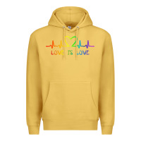 Antique Gold LGBT Love Rainbow Heartbeat Premium Hoodie - PixelWave