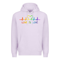 Lilac LGBT Love Rainbow Heartbeat Premium Hoodie - PixelWave