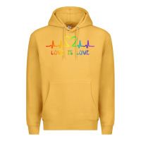 Mustard LGBT Love Rainbow Heartbeat Premium Hoodie - PixelWave