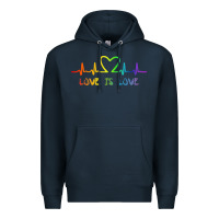 Navy LGBT Love Rainbow Heartbeat Premium Hoodie - PixelWave