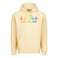 Pina Colada LGBT Love Rainbow Heartbeat Premium Hoodie - PixelWave