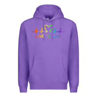 Purple LGBT Love Rainbow Heartbeat Premium Hoodie - PixelWave