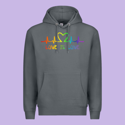 Lgbt Love Rainbow Heartbeat Premium Hoodie Designed By Pixelwave