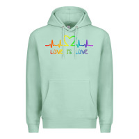 Seafoam LGBT Love Rainbow Heartbeat Premium Hoodie - PixelWave