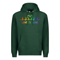Sports Green LGBT Love Rainbow Heartbeat Premium Hoodie - PixelWave