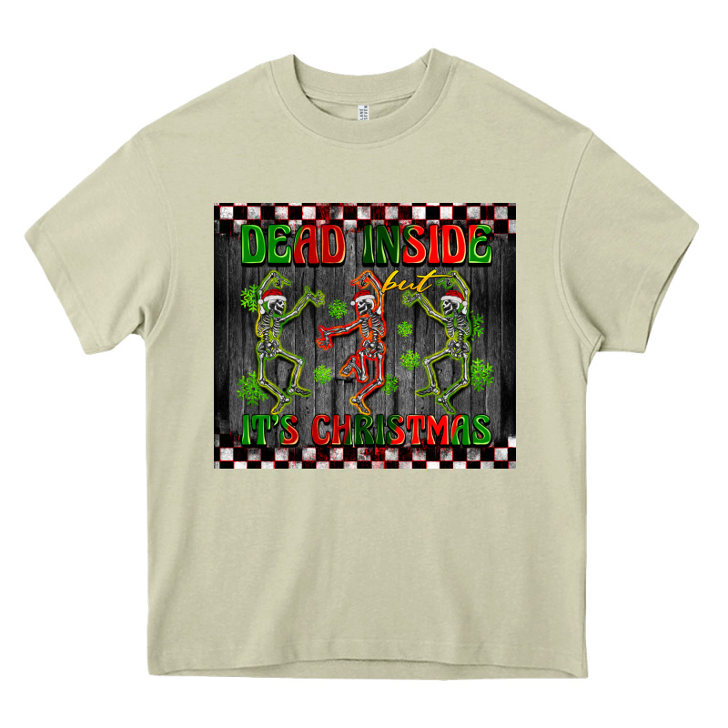 Dead Inside But It's Christmas Dancing Skeletons Heavy Core Tee by BarkalooDesign | Teevron
