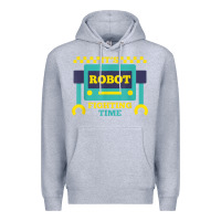 Heather Grey it's robot fighting time funny robotics engineer battle bots Premium Hoodie - PixelWave