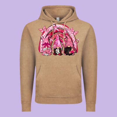 Gnomes Rainbow Breast Cancer Vintage Hoodie Designed By Cowgirlartshop