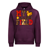 Mauve Wine my heart is on that field softball Urban Hoodie - AdoDesignShop