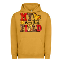 Pigment Peanut Butter my heart is on that field softball Urban Hoodie - AdoDesignShop