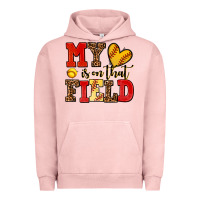 Pigment Salmon my heart is on that field softball Urban Hoodie - AdoDesignShop