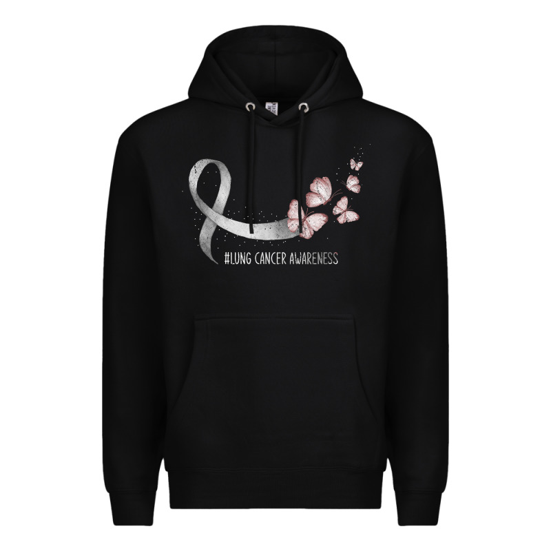 Pretty White Ribbon Support Lung Cancer Awareness T Shirt Premium Hoodie by Craftify | Teevron
