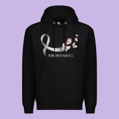 Pretty White Ribbon Support Lung Cancer Awareness T Shirt Premium Hoodie Designed By Craftify