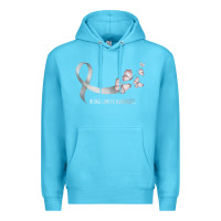 Ocean Blue pretty white ribbon support lung cancer awareness t shirt Premium Hoodie - Craftify